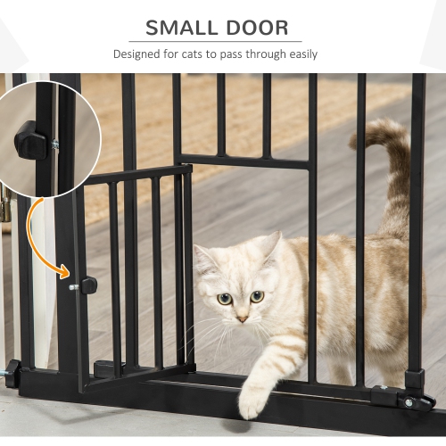 PawHut – barrière pour animal de compagnie de 29-32 po avec porte pour chat, barrière d’escalier à pression avec fermeture automatique pour chiens,