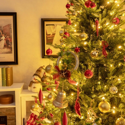 CoCostway – lumières de Noël artificielles à charnières, 7 pi, 1130 branches et 380 lumières à DEL