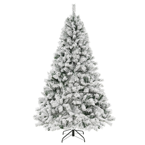 Costway 7 FT Pre-Lit Christmas Tree 3-Minute Quick Shape Flocked Decor with 450 LED Lights