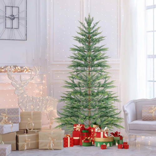 Costway 6.5 FT Pre-Lit Christmas Tree Hinged with 470 PE Branch Tips Timer & 430 Lights