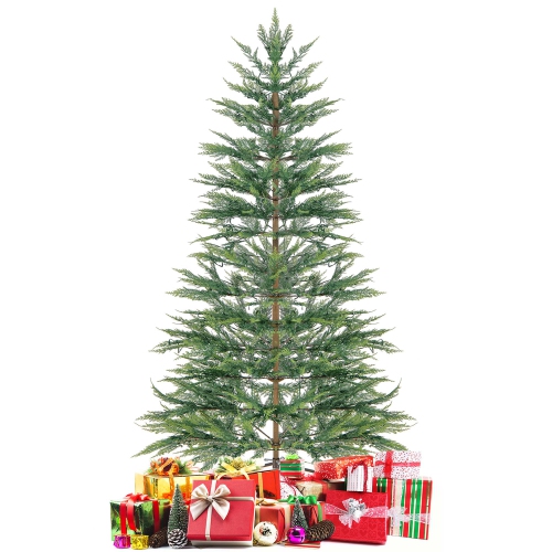 Costway 6.5 FT Pre-Lit Christmas Tree Hinged with 470 PE Branch Tips Timer & 430 Lights