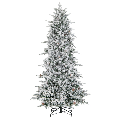 Costway 7.5 FT Pre-Lit Christmas Tree Snow Flocked Hinged 1107 Branch Tips & 350 Lights