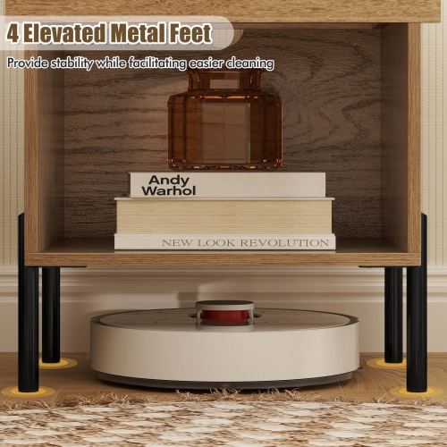 Costway 2PCS Nightstand with Charging Station Drawer Compartment Modern Side End Table