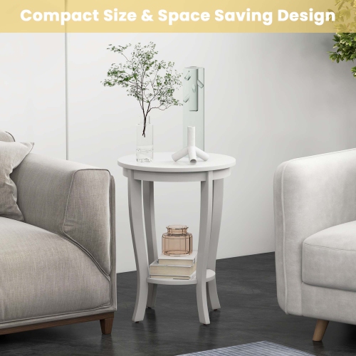 Costway 2-Tier End Table 18" Round Compact Sofa Side Nightstand with Storage Shelf