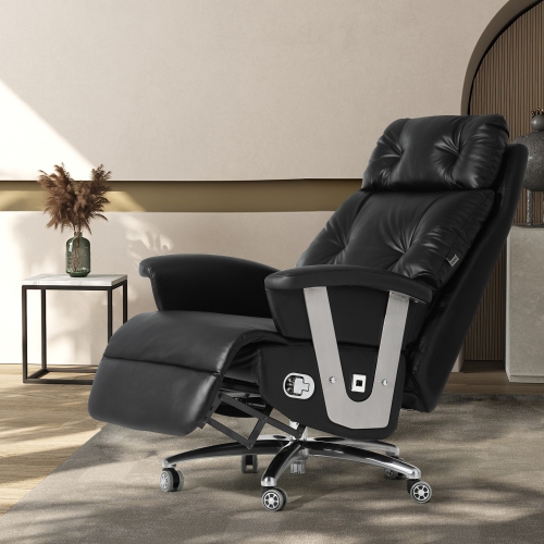Fauteuil inclinable électrique Freya de Kinnls avec repose-pieds en cuir véritable