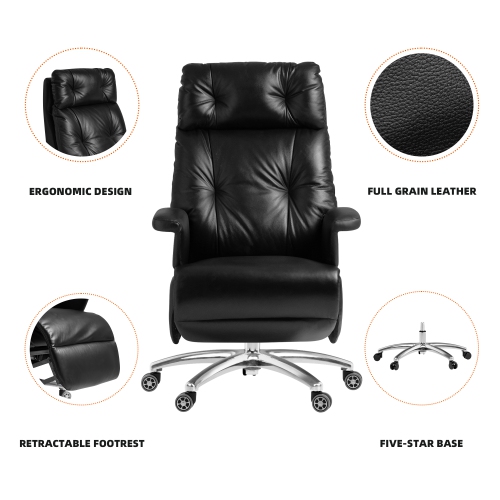 Fauteuil inclinable électrique Freya de Kinnls avec repose-pieds en cuir véritable