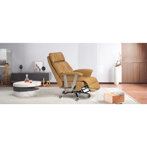 Fauteuil inclinable électrique Freya Kinnls, fauteuil de bureau entièrement inclinable, moderne, fauteuil de direction, dossier haut, cuir véritable,