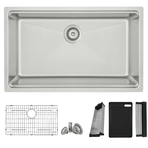 Stylish Krypton Dual-Mount 31" Single-Bowl Stainless Steel Workstation Kitchen Sink S-131W