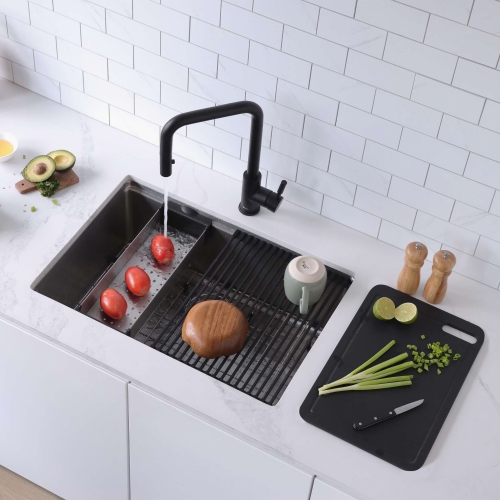 Stylish Krypton Dual-Mount 31" Single-Bowl Stainless Steel Workstation Kitchen Sink S-131W