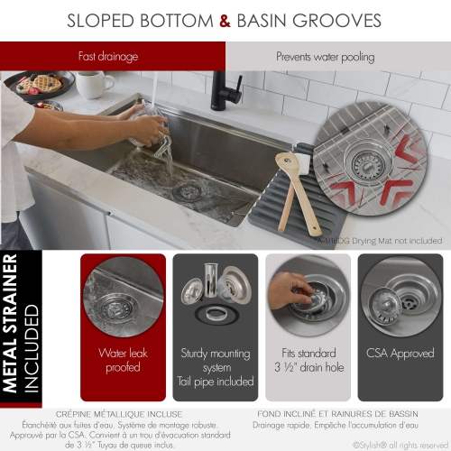 Stylish Krypton Dual-Mount 31" Single-Bowl Stainless Steel Workstation Kitchen Sink S-131W