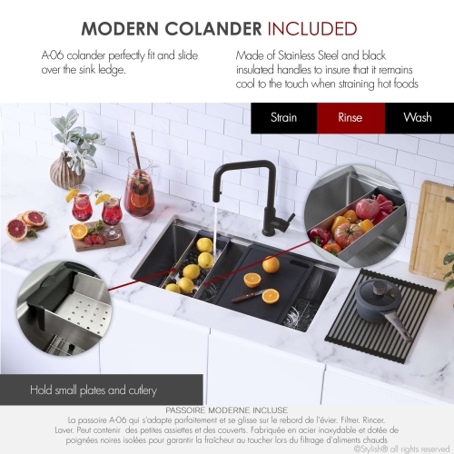 Stylish Boron Dual-Mount 30" Double-Bowl Stainless Steel Workstation Kitchen Sink S-230W