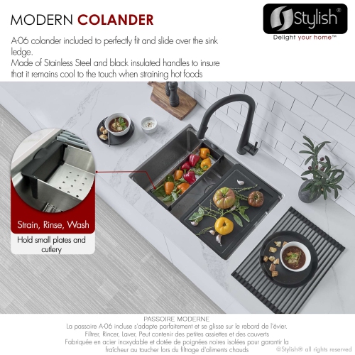 Stylish Argon Dual-Mount 27" Single-Bowl Stainless Steel Workstation Kitchen Sink S-127W