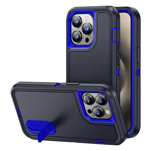 Image 1 de 5.. Étui rigide ajusté Defender de Supershield avec support arrière pour iPhone 15 plus - Bleu