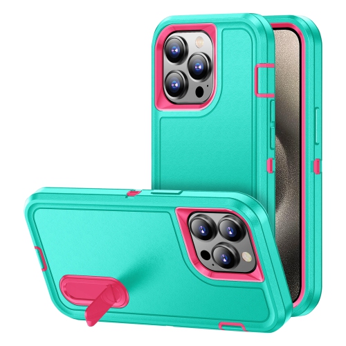 Image 1 de 5.. Étui rigide ajusté Defender de Supershield avec support arrière pour iPhone 15 plus - Vert