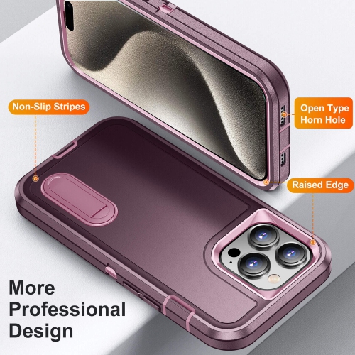 Supershield Defender Fitted Hard Shell Stand Back Cover Case for iPhone 15 Pro Max - purple