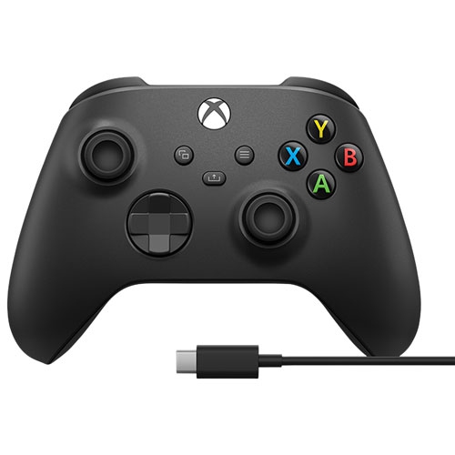 Manette sans fil Xbox remise à neuf avec câble USB-C - Noir carbone