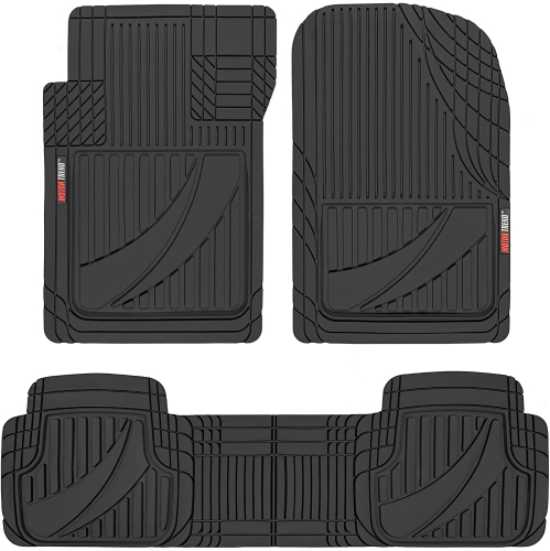 MOTOR  Advanced Rubber Car Floor Mats - 3 Piece Trim to Fit Floor Mats for Cars Truck Suv, All Weather Automotive Liners \w Traction Grips And