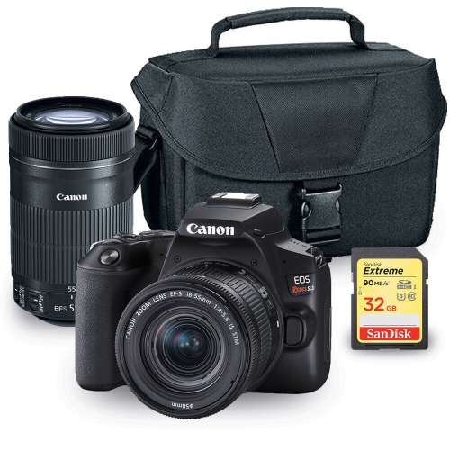 Canon EOS Rebel SL3 DSLR with 18-55mm and 55-250mm Lens + 32GB +