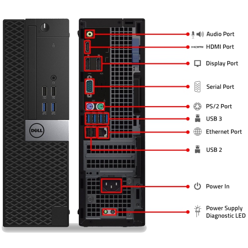 Dell OptiPlex 7040 Small Form Factor Desktop - Intel Core i5, 32GB Memory, 2TB SSD, Win 10 Pro + 27" Monitor by DELL - Refurbished condition - Image 2