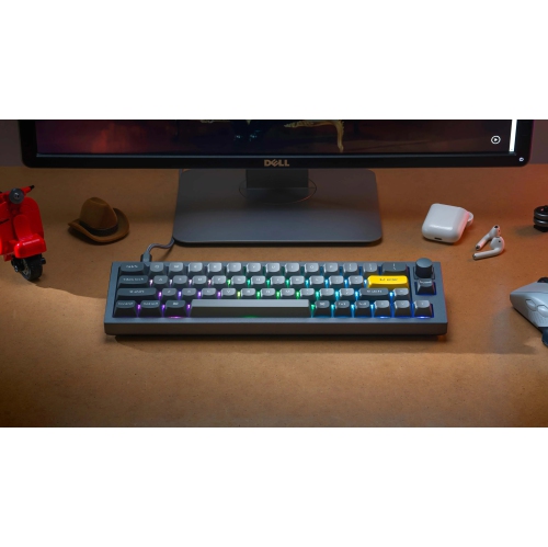 Keychron Q9 RGB Hotswap Mechanical Gaming Keyboard – Ultra Mini Layout, Gateron Pro Red Switches with Knob – Compatible with Windows & macOS, Grey