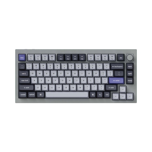 Clavier mécanique Hotswap Q1 Pro de Keychron - RVB - cadre en aluminium - Gris argenté - sans fil - avec bouton - K Pro rouge - 75 % - Windows Mac OS