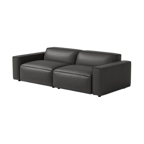 VALENCIA  Nathan Full Aniline Leather Modular Sofa With High Density Foam And Feather Down, Loveseat Color In Black