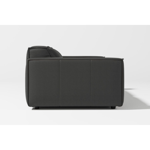 Valencia Nathan Full Aniline Leather Modular Sofa with High Density Foam and Feather Down, Loveseat, Black Color