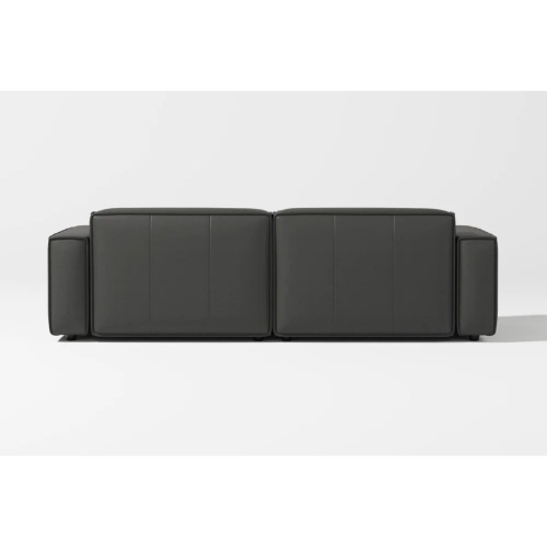 Valencia Nathan Full Aniline Leather Modular Sofa with High Density Foam and Feather Down, Loveseat, Black Color