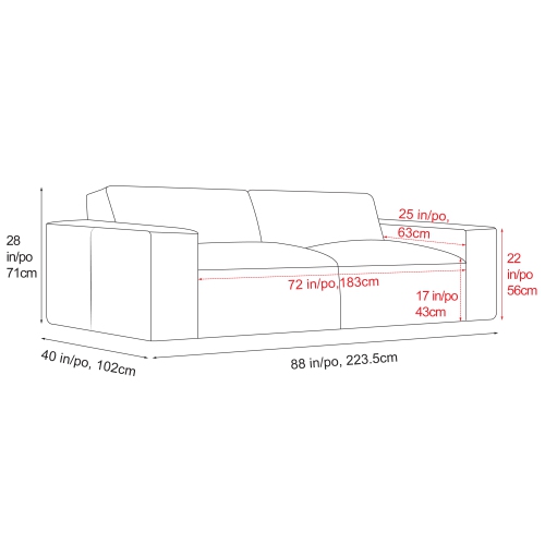 Valencia Nathan Full Aniline Leather Modular Sofa with High Density Foam and Feather Down, Loveseat, Black Color