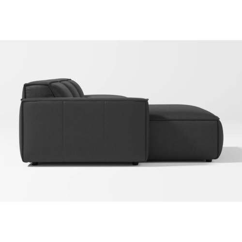 Valencia Nathan Full Aniline Leather Modular Sofa with High Density Foam and Feather Down, Three Seats with Left Chaise, Black Color