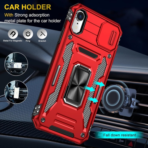 Case for iPhone X,iPhone Xs Case, Slide Camera Protective Case Rotate Ring Kickstand Shockproof Cover Case