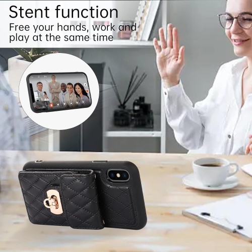 Phone Case for iPhone Xs Max Wallet Cover with Credit Card Holder Shoulder Crossbody Strap Long Lanyard Leather