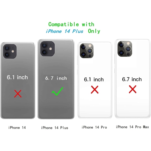 Crossbody Phone Case for iPhone 14 Plus Case with Card Holder for Women,iPhone 14 Plus Case Wallet with Strap