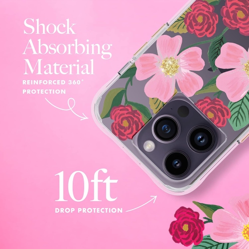 Rifle Paper Co. iPhone 14 Pro Case [Works with Wireless Charger] [10FT Drop Protection] Cute iPhone Case 6.1"