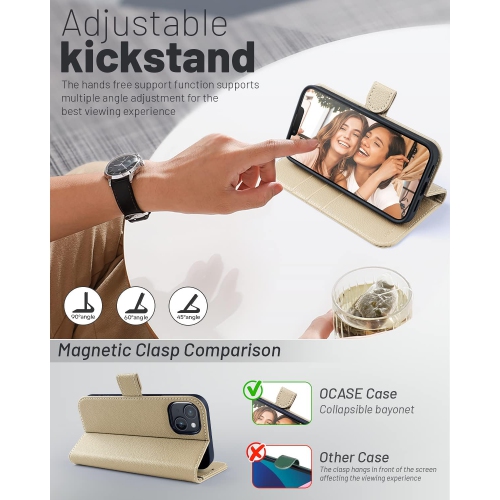 iPhone 13 Case, PU Leather iPhone 13 5G Wallet Case[Card Holder][Kickstand] [TPU Inner Shell][RFID Blocking] Flip