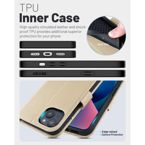 iPhone 13 Case, PU Leather iPhone 13 5G Wallet Case[Card Holder][Kickstand] [TPU Inner Shell][RFID Blocking] Flip