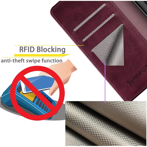 for iPhone 12/12 Pro 6.1" RFID Blocking Wallet case Credit Card Holder,Flip Book PU Leather Phone case