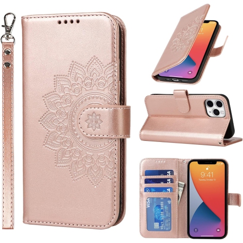 Étui portefeuille iPhone 11 Pro, pochette porte-carte en cuir de qualité supérieure avec fermeture magnétique et béquille pour femme