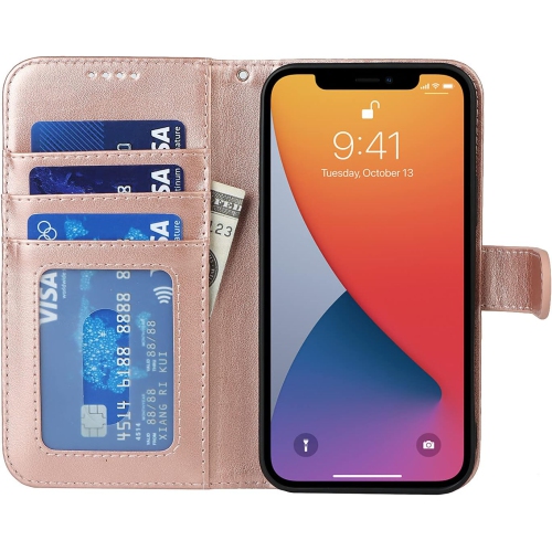 Étui portefeuille iPhone 11 Pro, pochette porte-carte en cuir de qualité supérieure avec fermeture magnétique et béquille pour femme