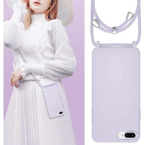 Crossbody Lanyard Phone case for iPhone 7 Plus/8 Plus, Silicone Phone Cover with Adjustable Necklace Strap Soft