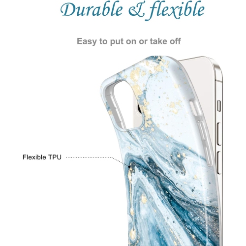 Gold Sparkle Glitter Case Compatible with iPhone 12 Mini Marble Design Slim Shockproof TPU Soft Rubber