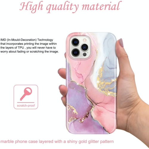 Gold Sparkle Glitter Case Compatible with iPhone 12 and iPhone 12 Pro Marble Slim Shockproof TPU Soft Rubber
