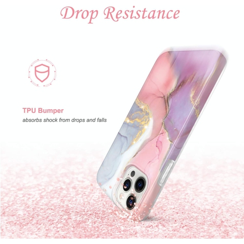 Gold Sparkle Glitter Case Compatible with iPhone 12 and iPhone 12 Pro Marble Slim Shockproof TPU Soft Rubber