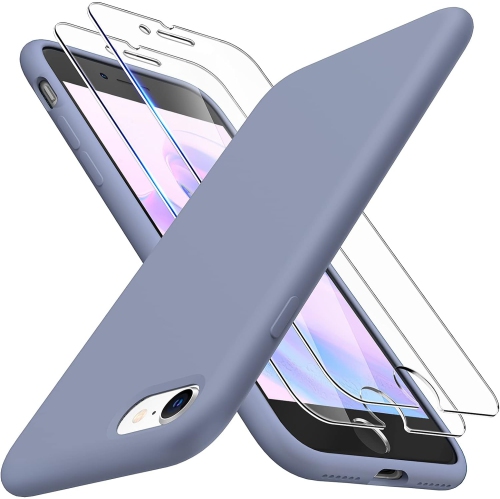 for iPhone SE Case 2020/2022, iPhone 8/7 Case, with 2 Pack Screen Protector, Slim Liquid Silicone Shockproof