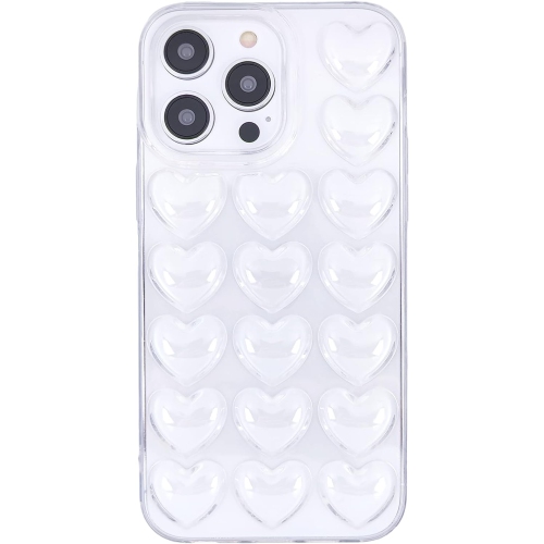 GENERIC  Iphone 14 Pro Case for Women, 3D Pop Bubble Heart Kawaii Gel Cover, Cute Girly for Iphone14 Pro 6.1 Inch - Clear
