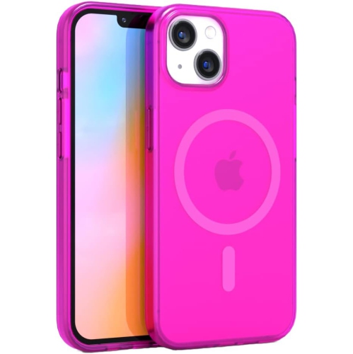 GENERIC  - Neon Crystal Clear Phone Case for Iphone 14 Plus, Compatible With Magsafe - 360° Shockproof In Pink