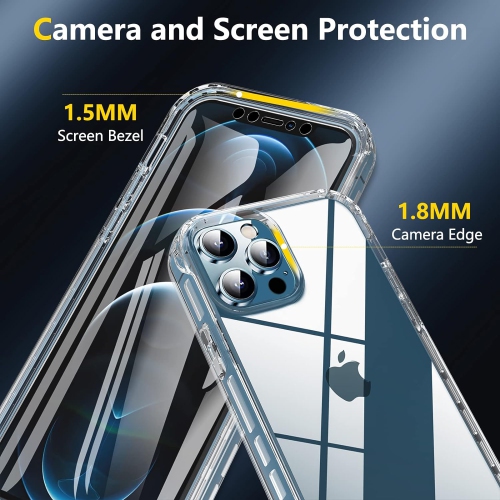 for iPhone 12 Case,Phone Case iPhone 12/iPhone 12 Pro Clear with [Built-in Screen Protector ] Dual Layer Full