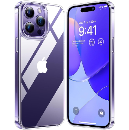 Super Clear for iPhone 14 Pro Max Case [Never Yellow] [10 FT Mil-Grade Shockproof] Slim Yet Protective Hard Back