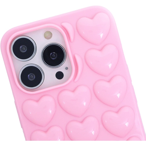 iPhone 13 Pro Case for Women, 3D Pop Bubble Heart Kawaii Gel Cover, Cute Girly for iPhone13 Pro 6.1 inch 2021 -