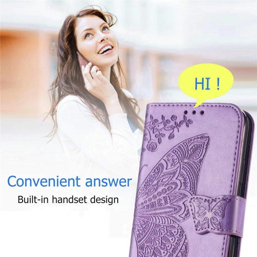 Butterfly Wallet Case for iPhone 14 Case Women Violet, Patterned PU Leather Magnetic Flip Case for iPhone 14 6.1
